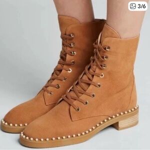 Stuart Weitzman Brown Lace-Up Ankle Boots